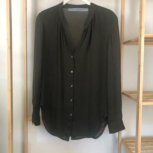 Green Raquel Allegra Silk button down top